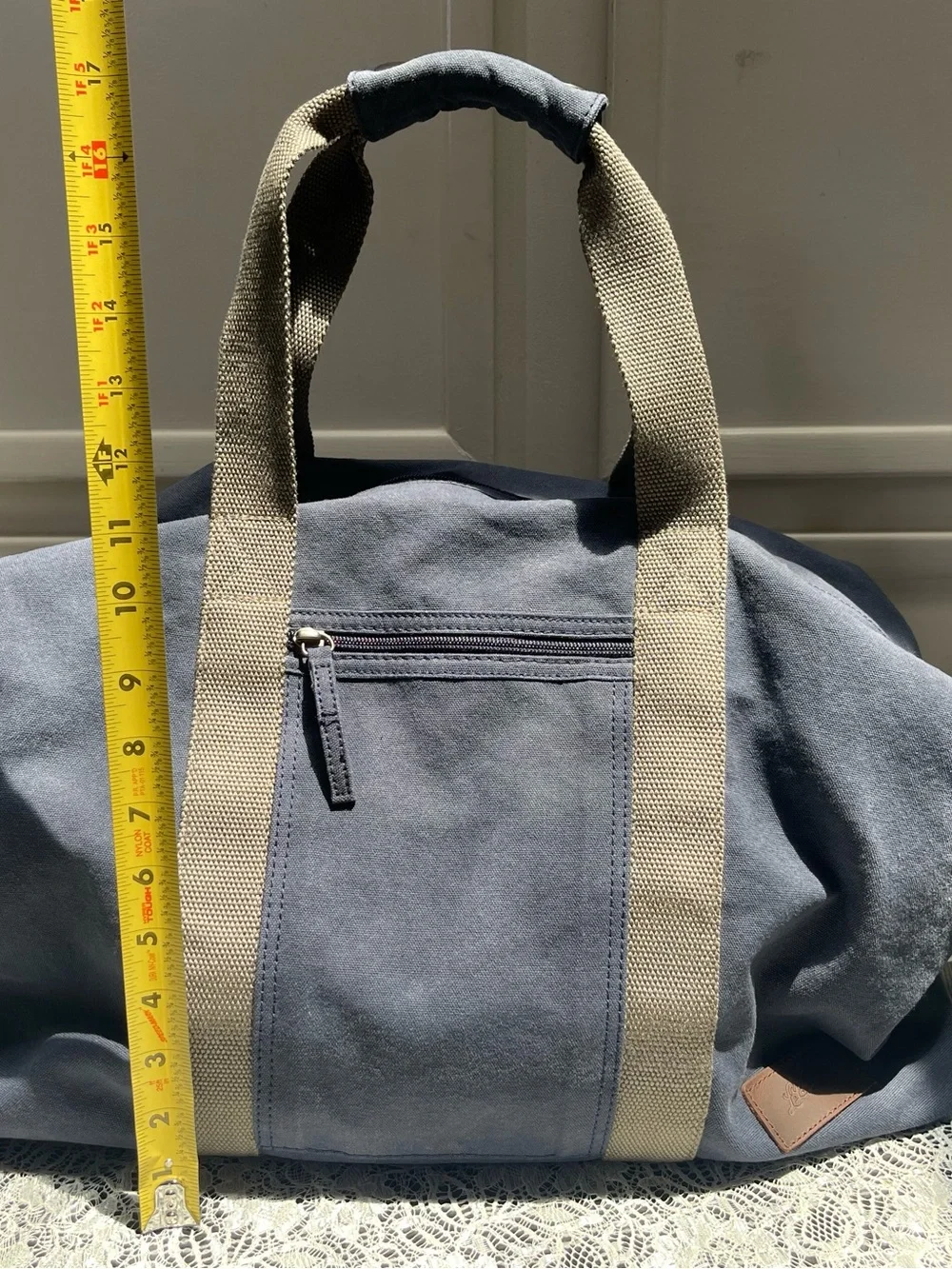 Vintage LL Bean Field Canvas Duffel Weekend Bag Navy Shoulder Strap Bag EUC